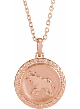 14K Yellow Gold Elephant Disc 16-18