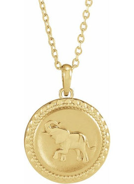 14K Yellow Gold Elephant Disc 16-18