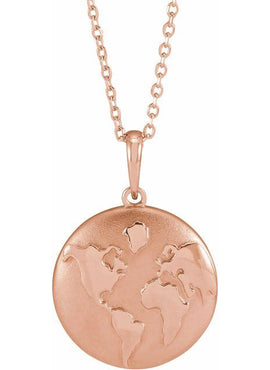 14K Yellow Gold Old World Globe 16-18