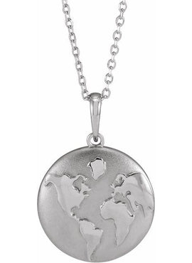 14K Yellow Gold Old World Globe 16-18