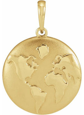 14K Yellow Gold Old World Globe 16-18