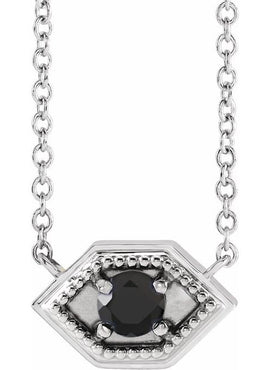 14K Rose Gold Natural Black Onyx Geometric 16