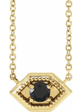 14K Rose Gold Natural Black Onyx Geometric 16