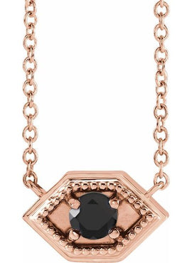 14K Rose Gold Natural Black Onyx Geometric 16