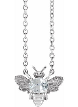 14K Yellow Gold Natural White Sapphire Bee 16