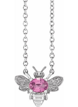 14K Yellow Gold Natural White Sapphire Bee 16