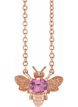 14K Yellow Gold Natural White Sapphire Bee 16