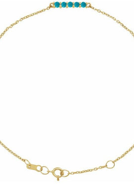 14K Yellow Gold Natural Turquoise Bar 6 1/2-7 1/2