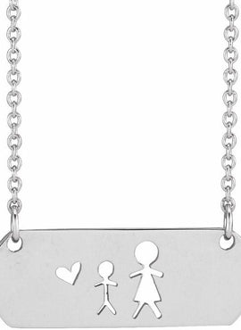 14K White Gold Mother & Daughter Stick Figure Family 18