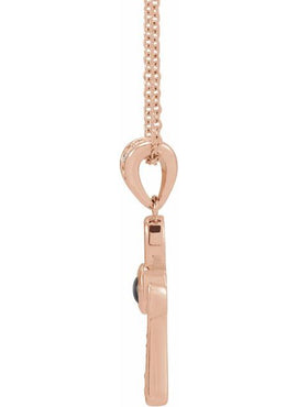 14K Rose Gold Natural Turquoise & .04 CTW Natural Diamond Ankh Cross Pendant