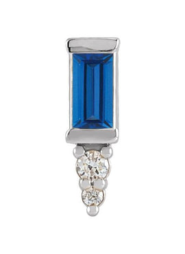 Platinum Natural Blue Sapphire & .03 CTW Natural Diamond Bar Earrings