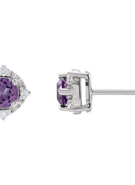 14K Yellow Gold Natural Mozambique Garnet & .08 CTW Natural Diamond Halo-Style Earrings