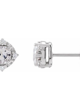 14K Yellow Gold Natural Mozambique Garnet & .08 CTW Natural Diamond Halo-Style Earrings