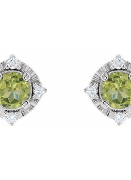 14K Yellow Gold Natural Mozambique Garnet & .08 CTW Natural Diamond Halo-Style Earrings
