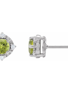 14K Yellow Gold Natural Mozambique Garnet & .08 CTW Natural Diamond Halo-Style Earrings