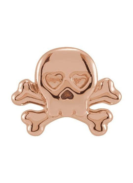 14K Yellow Gold Petite Skull & Crossbones Earrings