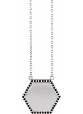 Platinum 1/10 CTW Natural Black Diamond Hexagon 16