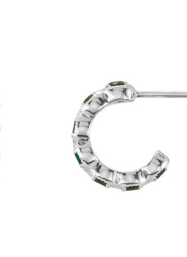 14K White Gold Natural Ruby Hoop Earrings