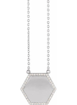 Platinum 1/10 CTW Natural Black Diamond Hexagon 16