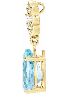 14K White Gold Natural Aquamarine & .08 CTW Natural Diamond Floral-Inspired Pendant