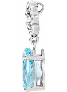 14K White Gold Natural Aquamarine & .08 CTW Natural Diamond Floral-Inspired Pendant