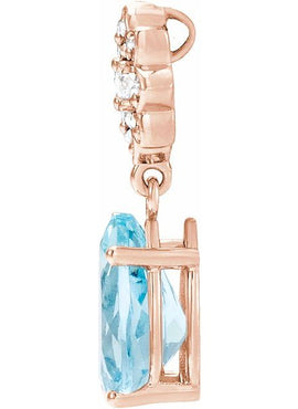 14K White Gold Natural Aquamarine & .08 CTW Natural Diamond Floral-Inspired Pendant