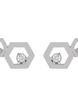 Sterling Silver .08 CTW Natural Diamond Honeycomb Earrings