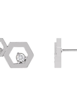 Sterling Silver .08 CTW Natural Diamond Honeycomb Earrings