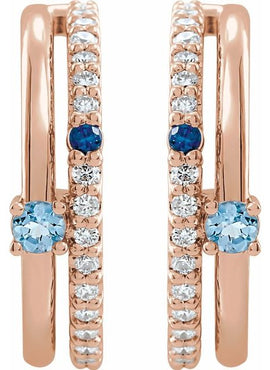 Platinum Natural Multi-Gemstone & 1/5 CTW Natural Diamond Hoop Earrings