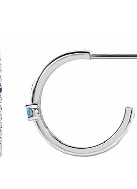 Platinum Natural Multi-Gemstone & 1/5 CTW Natural Diamond Hoop Earrings