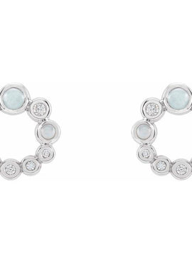 14K Yellow Gold Natural Turquoise & 1/8 CTW Natural Diamond Earrings