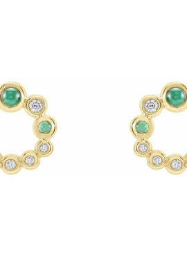 14K Yellow Gold Natural Turquoise & 1/8 CTW Natural Diamond Earrings