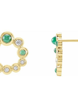 14K Yellow Gold Natural Turquoise & 1/8 CTW Natural Diamond Earrings