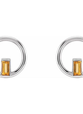 Sterling Silver Natural Blue Sapphire Circle Earrings