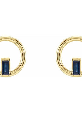 Sterling Silver Natural Blue Sapphire Circle Earrings