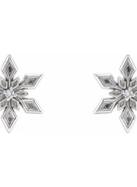 Platinum .0075 CTW Natural Diamond Snowflake Earrings