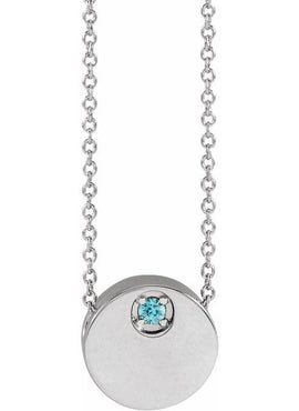 Sterling Silver Natural Blue Zircon 16-18