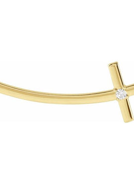 Platinum .06 CT Natural Diamond Sideways Cross Necklace Center