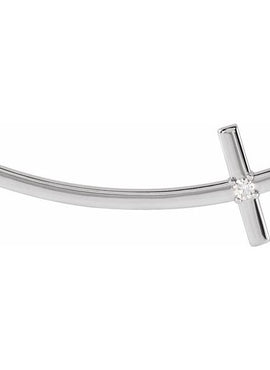 Platinum .06 CT Natural Diamond Sideways Cross Necklace Center