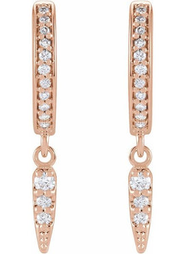 14K Yellow Gold 1/5 CTW Natural Diamond Hinged Hoop Spike Earrings