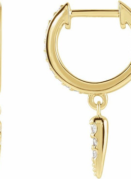 14K Yellow Gold 1/5 CTW Natural Diamond Hinged Hoop Spike Earrings