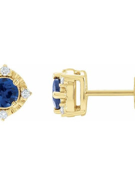14K Yellow Gold Natural Mozambique Garnet & .08 CTW Natural Diamond Halo-Style Earrings
