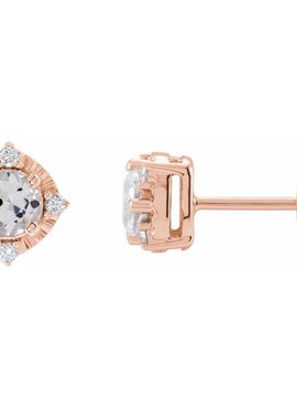 14K Yellow Gold Natural Mozambique Garnet & .08 CTW Natural Diamond Halo-Style Earrings