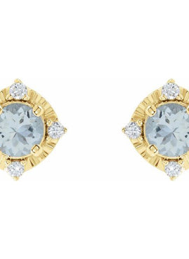14K Yellow Gold Natural Mozambique Garnet & .08 CTW Natural Diamond Halo-Style Earrings