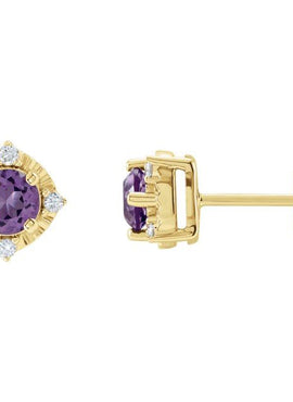 14K Yellow Gold Natural Mozambique Garnet & .08 CTW Natural Diamond Halo-Style Earrings