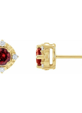 14K Yellow Gold Natural Mozambique Garnet & .08 CTW Natural Diamond Halo-Style Earrings