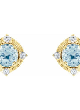 14K Yellow Gold Natural Mozambique Garnet & .08 CTW Natural Diamond Halo-Style Earrings