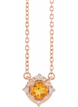 14K Yellow Gold Natural Mozambique Garnet & .04 CTW Natural Diamond Halo-Style 18