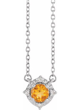 14K Yellow Gold Natural Mozambique Garnet & .04 CTW Natural Diamond Halo-Style 18