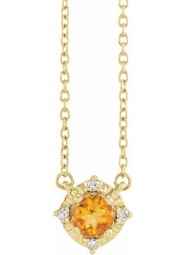 14K Yellow Gold Natural Mozambique Garnet & .04 CTW Natural Diamond Halo-Style 18